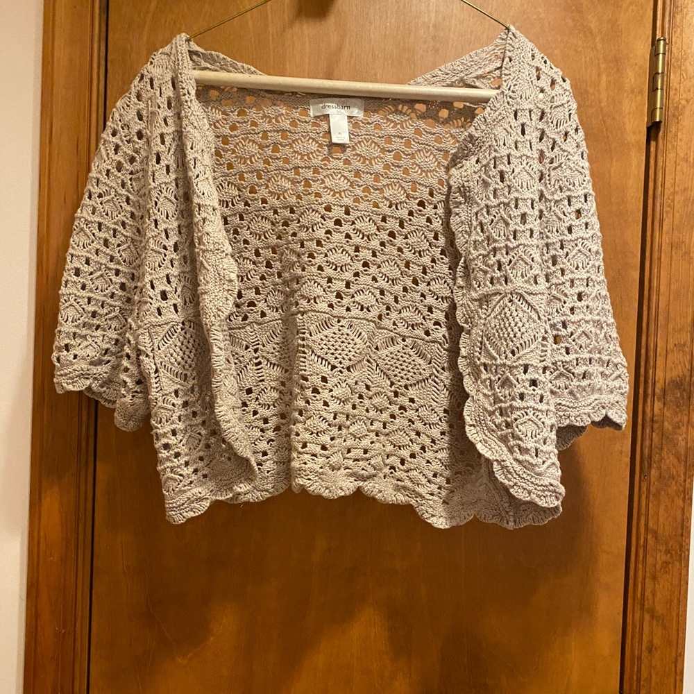 Dressbarn beige tan shirt knit sweater XL